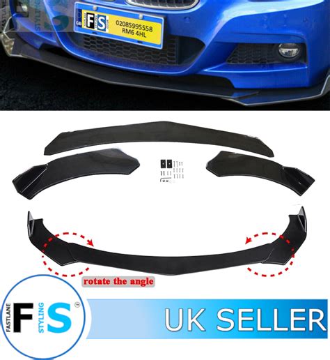 Universal 3 Pcs Front Splitter Front Lip Spoiler Gloss Black Easy