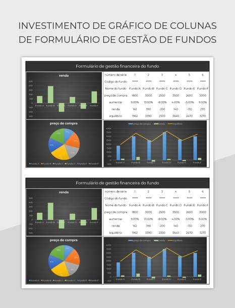 Planilhas Investimento De Gráfico De Colunas De Formulário De Gestão De