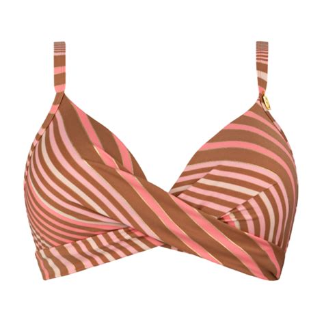 Annadiva Swim Stripe Lurex Twist Bikini Oberteil Caramel Annadiva