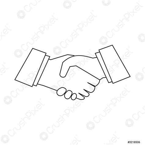 Handshake icon, outline style - stock vector | Crushpixel