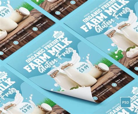 Farm Milk Flyer Design Template PSD