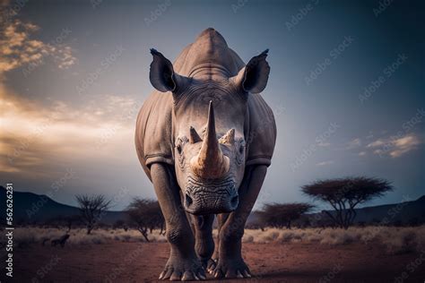 West African black rhinoceros, extinct animal, Generative AI Stock ...