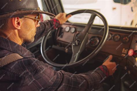 Premium Photo Caucasian Cowboy Truck Driver In Western Hat And