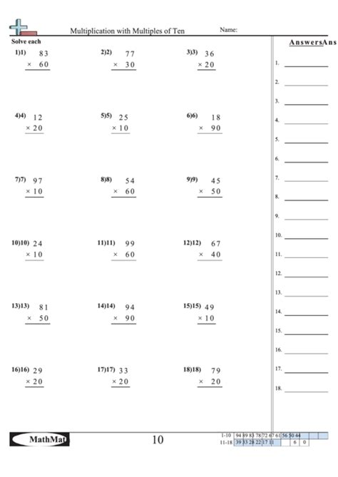 Multiplying By Multiples Of Worksheets Multiplication Wit