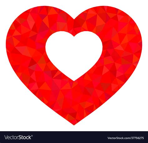 Valentine Heart Triangle Lowpoly Flat Icon Vector Image