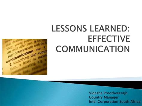 Ppt Mastering Effective Communication Lessons Learned Powerpoint