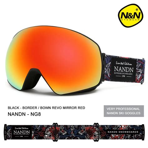 Nandn New Ski Goggles Double Layers Uv400 Anti Fog Big Ski Mask Glasses