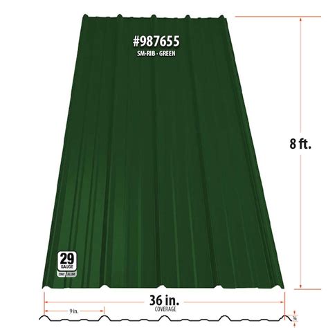 Gibraltar Building Products 8 Ft Sm Rib Galvalume Steel 29 Gauge Roof Siding Panel In Green In