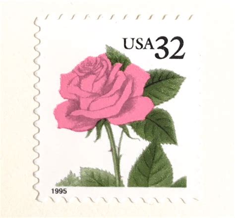 10 Vintage Pink Rose Postage Stamps Unused 32 Cent Vintage Pink Ros