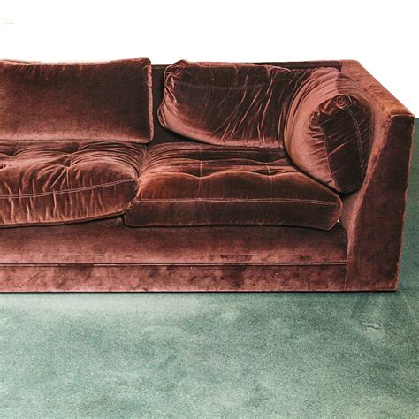 Chocolate Brown Velvet Upholstered Sectional Sofa : EBTH