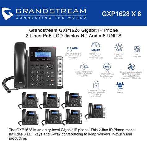 Grandstream Gxp Units Gigabit Ip Phone Lines Poe Lcd Display Hd