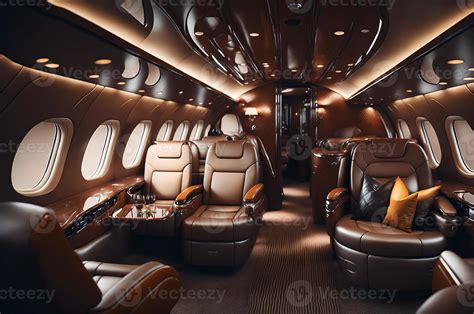 interior of a luxurious plane with leather seats and windows, 23132646 Stock Photo at Vecteezy