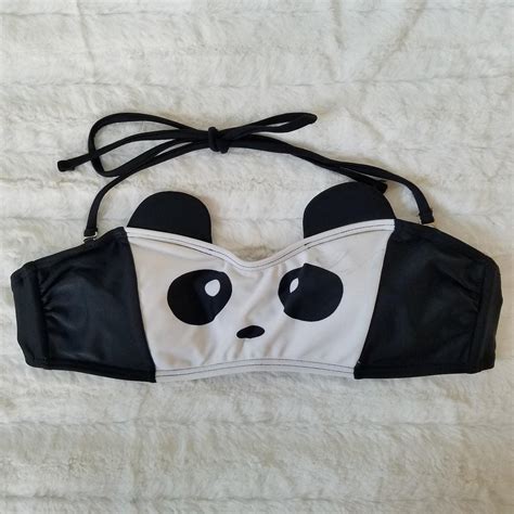 Bnwot Panda Bikini Top Has Padding A Tie Back And Depop