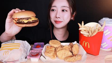 맥도날드 Bts세트에 트리플치즈버거 먹방💜mcdonalds Bts Meal And Triple Cheeseburger Asmr