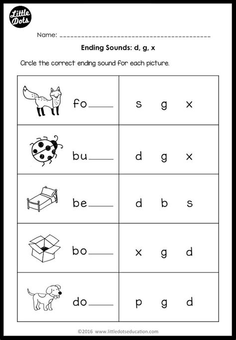 Ending Sounds Worksheets And Activities