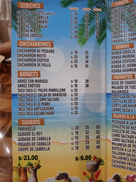 Menu At El Hornero Vip Restaurant Piura