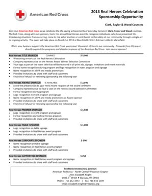 Fillable Online Redcross Real Heroes Sponsorship Guide American Red