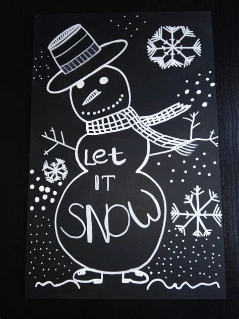 Chalkboard Diy Snowman Let It Snow Handmade Schoolbord Winter Tekst