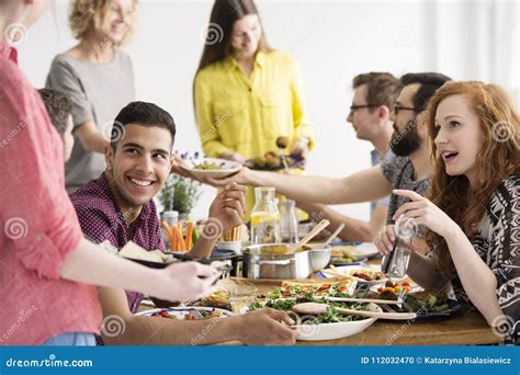 Friends Eating Healthy Vegan Dinner Stock Photo - Image of lifestyle ...