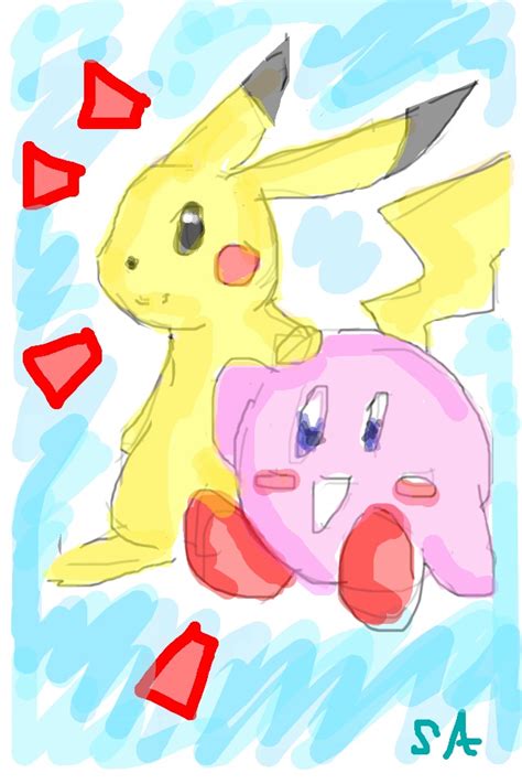 Pikachu and Kirby by Storm-Aurastar on DeviantArt