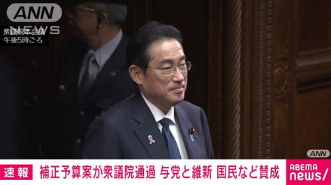 【速報】総額約13兆円の補正予算案 衆院本会議で可決 与党と維新・国民などが賛成