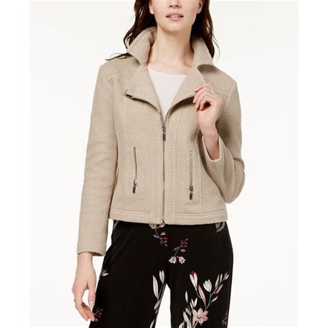 Alfani Textured Knit Moto Jacket In Soft Clay