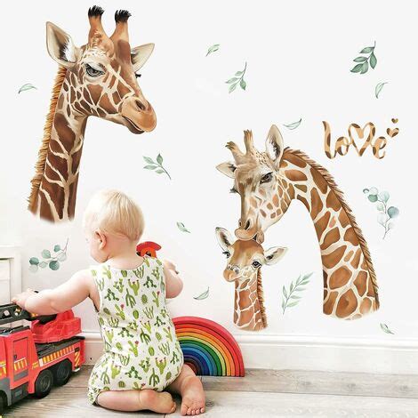 Stickers Muraux Animaux Jungle Girafe Autocollant Mural Safari Girafe