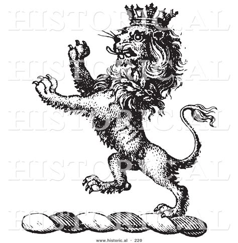 Historical Vector Illustration of a Lion Crest Featuring a Crown ...