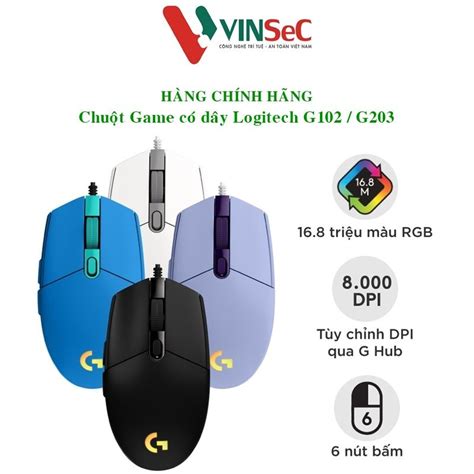 Chuột Logitech G102 G203 Lightsync Đèn Led Rgb Hàng Chính Hãng Vinsec Vn