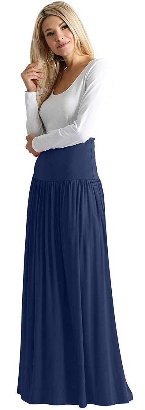 Womens Long Maxi Skirt With Pockets Reg And Plus Size Black Maxi Skirt