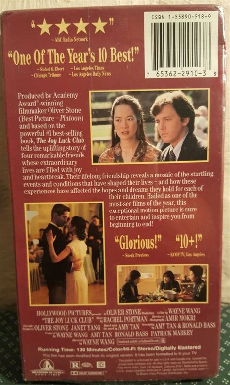 The Joy Luck Club Vhs Tape 1993 Rosalind Chao Wayne Wang 765362291038