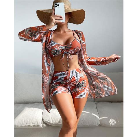 Women Swimsuit High Waist Bikini Set Three Pieces Women Sexy Long