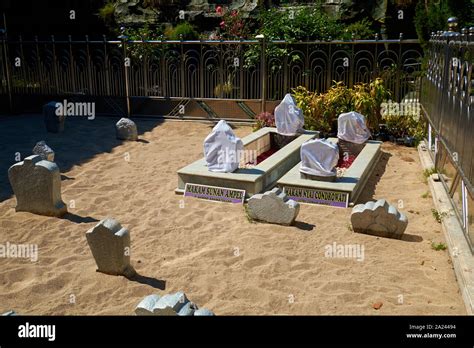 The tomb of Sunan Ampel at the old, central mosque named for him, Sunan Ampel. His wife is ...