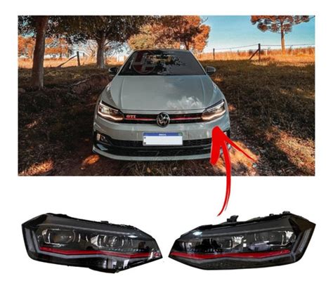 Farol Polo virtus R Line Gts Led 2017 A 2022 Friso Vermelho Frete grátis