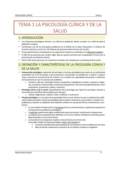 Tema 1 Psicología Clínica Y De La Salud Tema 1 Tema 1 La Y De La Salud 1 Los Trastornos