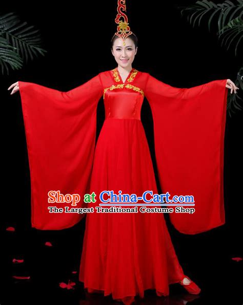 Ancient Chinese Red And White Hanfu Dance Costume For Women