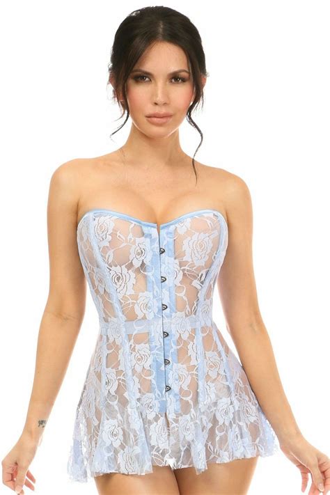 Lavish Lt Blue Sheer Lace Corset Dress Daisy Corsets Lace Corset