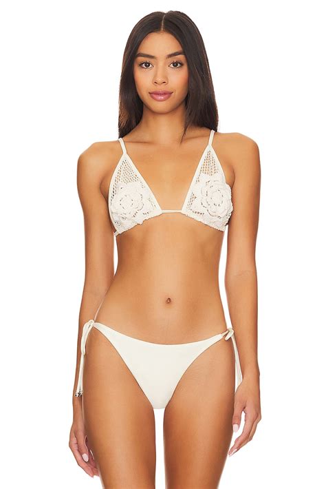 PatBO Crochet Triangle Bikini Top In Ivory REVOLVE