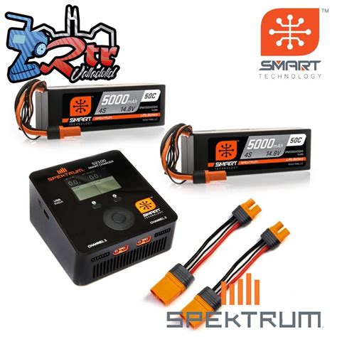 Combo Spektrum Smart Lipo 5000mah 50c 148v 4s X 2 Caja Dura Ic5