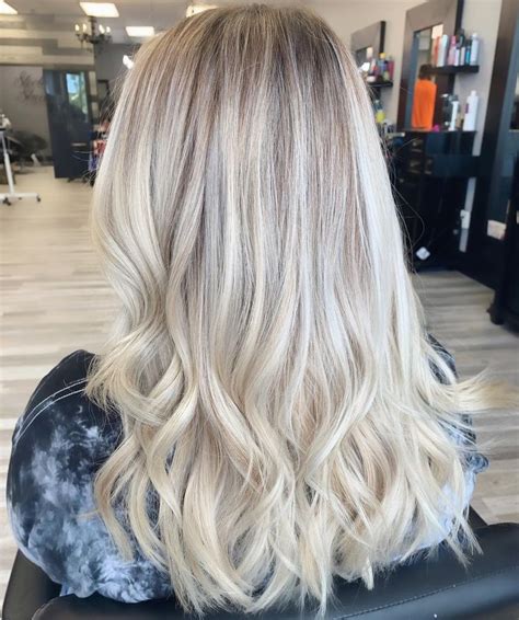 Icy Vanilla Blonde Bright Blonde Hair Icy Blonde Balayage Icy Blonde