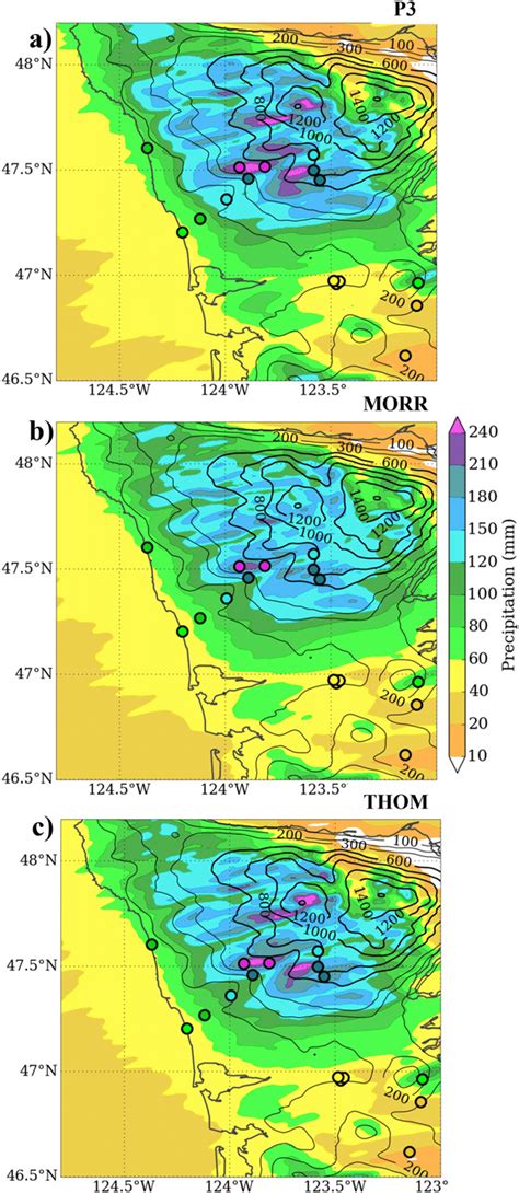 Total Accumulated Precipitation Shaded From A P3 B Morr And C