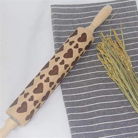 Christmas Wooden Rolling Pin Engraved Embossing With Christmas Deer