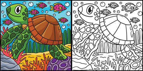 turtle coloring page colored illustration  vector art  vecteezy