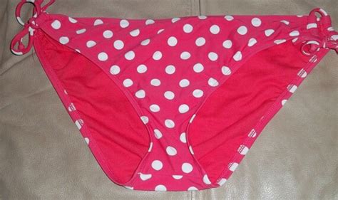 Pink White Polka Dot Swim Suit Bikini Bottoms Tanga Panties Xl