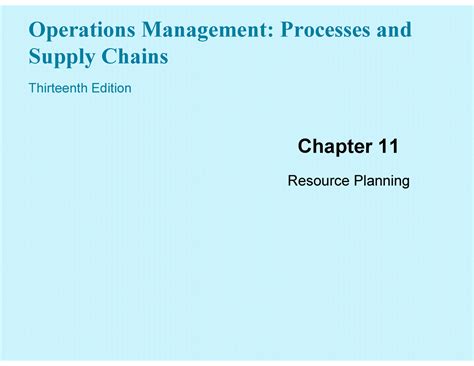 Resource Planning Students Operations Management Processes And