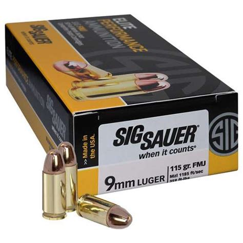 Sig Sauer E Mmb Elite Ball Mm Luger Gr Full Metal Jacket Fmj