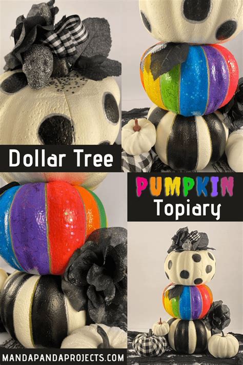 Dollar Tree Pumpkin Topiary A Rainbow And Buffalo Check Explosion