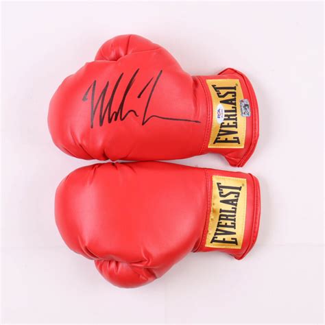 Mike Tyson Signed Everlast Boxing Glove Set With Display Case Tyson