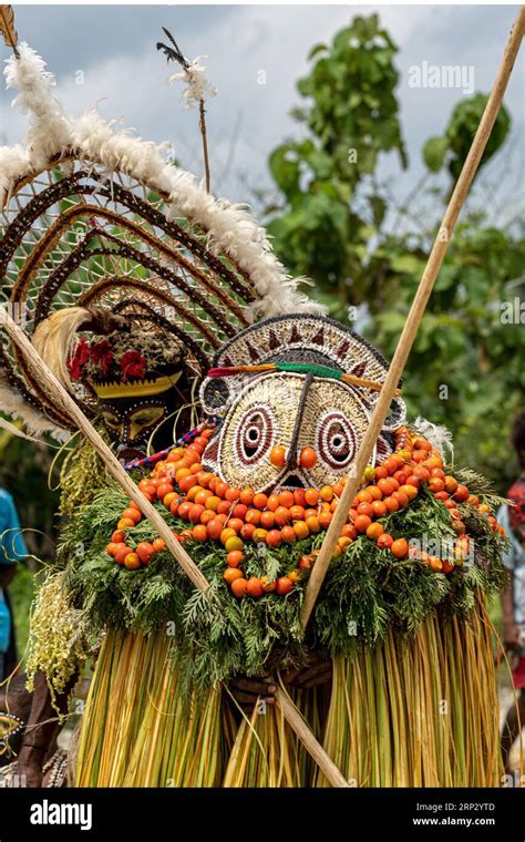 Dancer In Full Body Mask Yam Harvest Festival In Maprik Papua New