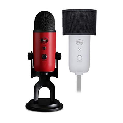 Blue Microphones Yeti USB Microphone (Satin Red) Bundle with Knox Gear Pop Filter (2 Items ...